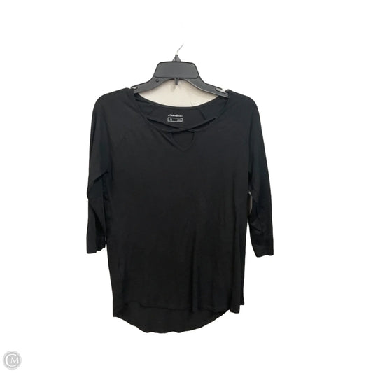 Top 3/4 Sleeve Basic By Eddie Bauer In Black, Size: S