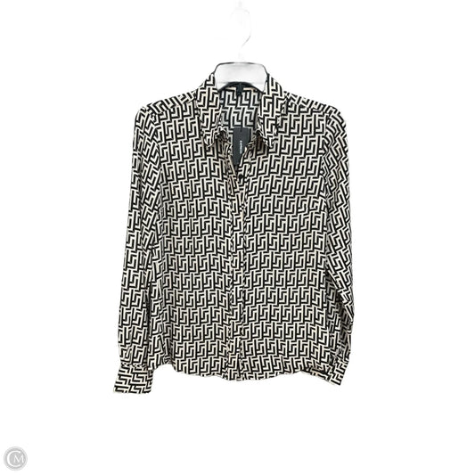 Blouse Long Sleeve By Express In Black & Cream, Size: Xs