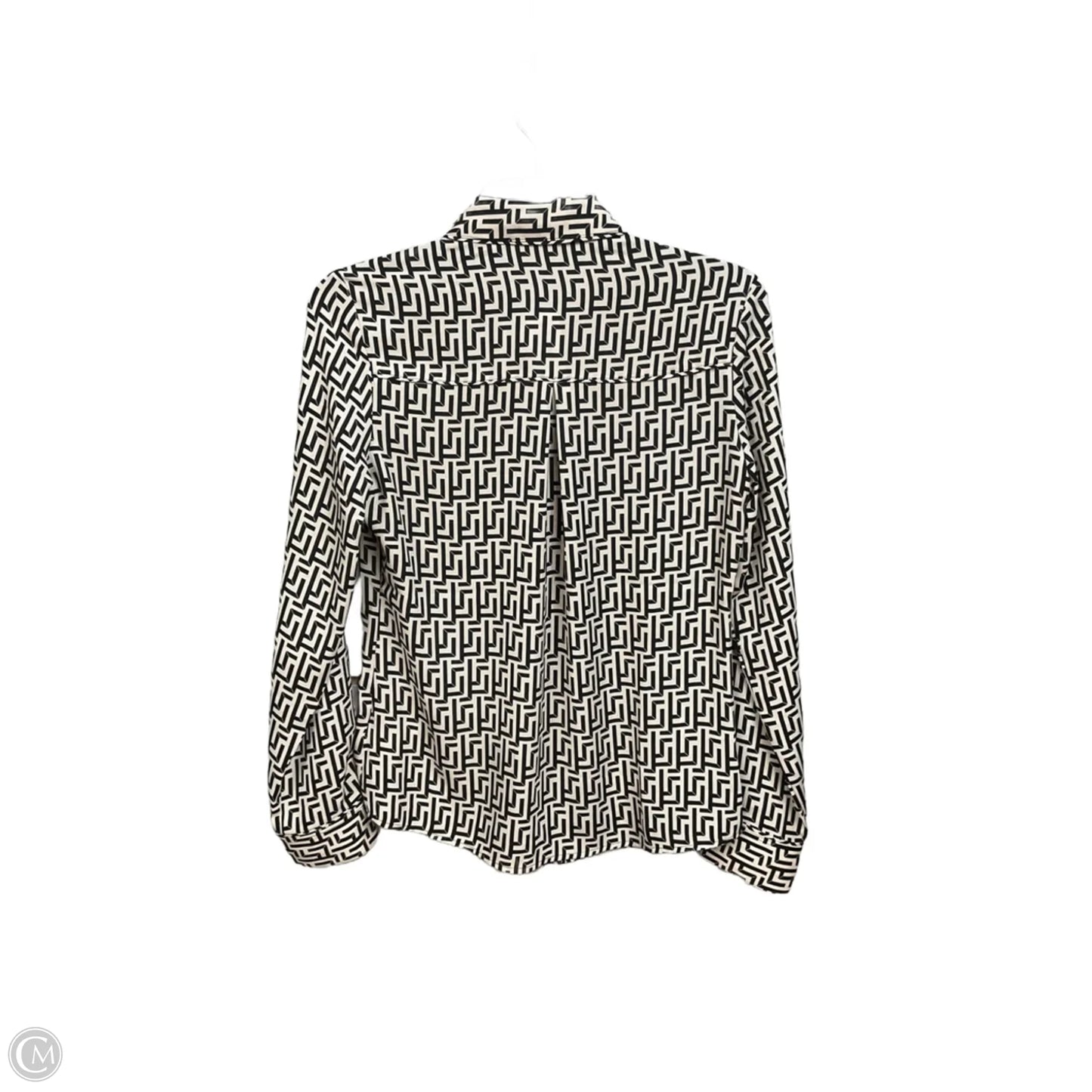 Blouse Long Sleeve By Express In Black & Cream, Size: Xs