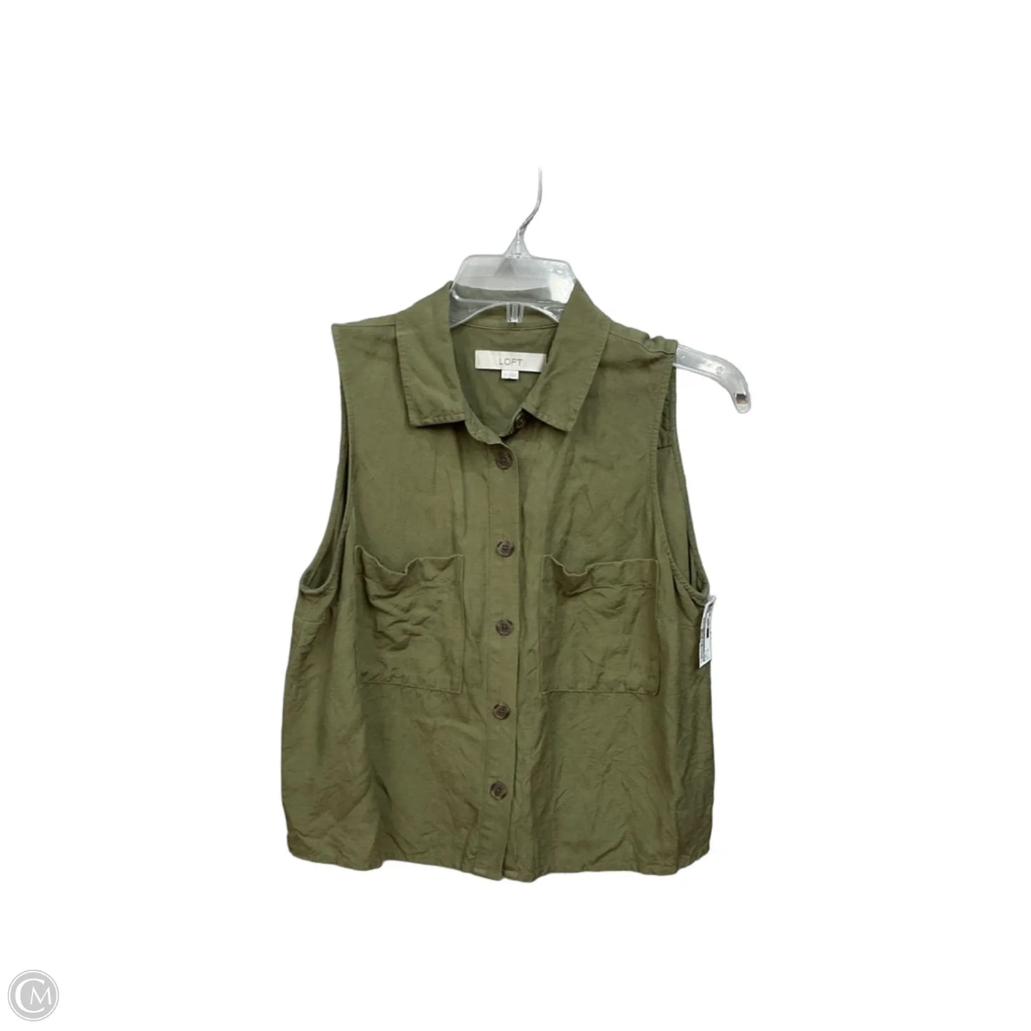 Top Sleeveless By Loft In Green, Size: M