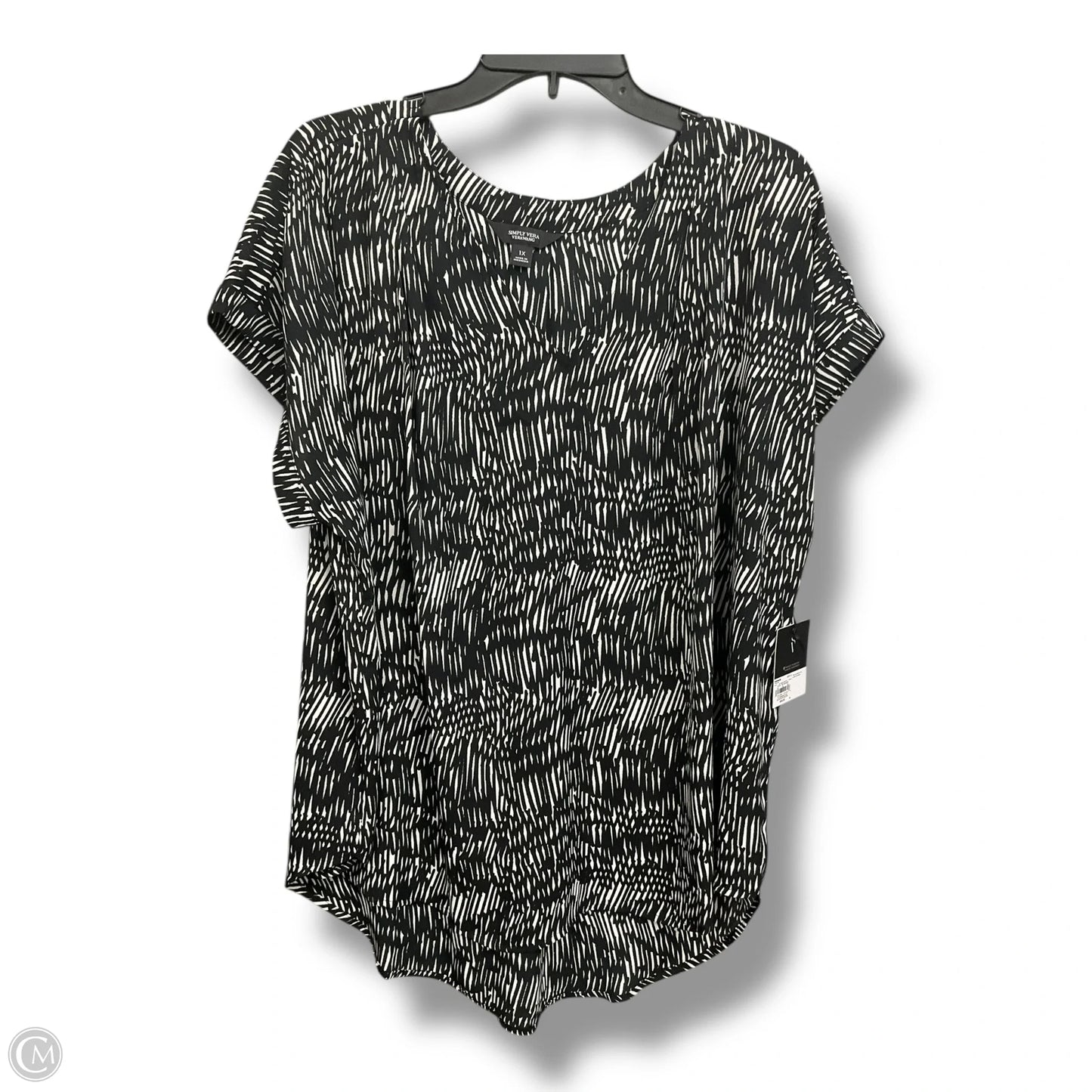 Blouse Sleeveless By Simply Vera In Black & White, Size: 1x
