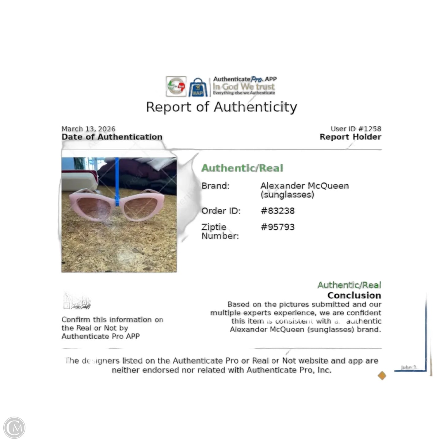 Sunglasses Luxury Designer By Alexander Mcqueen