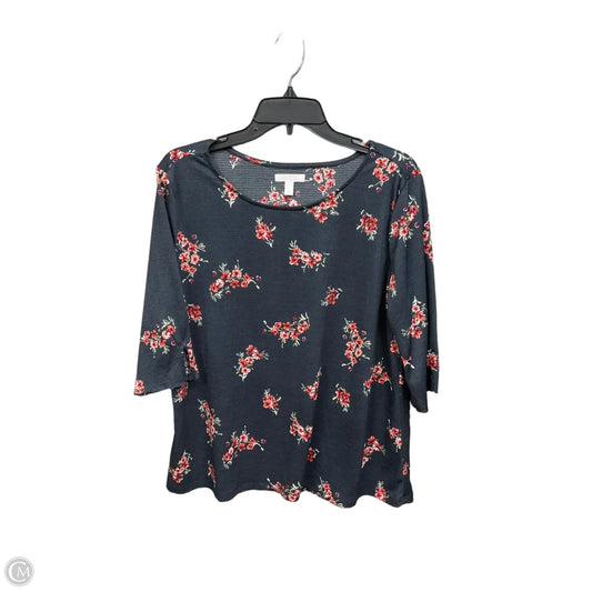 Top Short Sleeve By Lc Lauren Conrad In Floral Print, Size: L