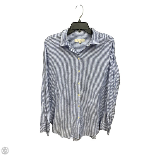 Blouse Long Sleeve By Loft In Striped Pattern, Size: L