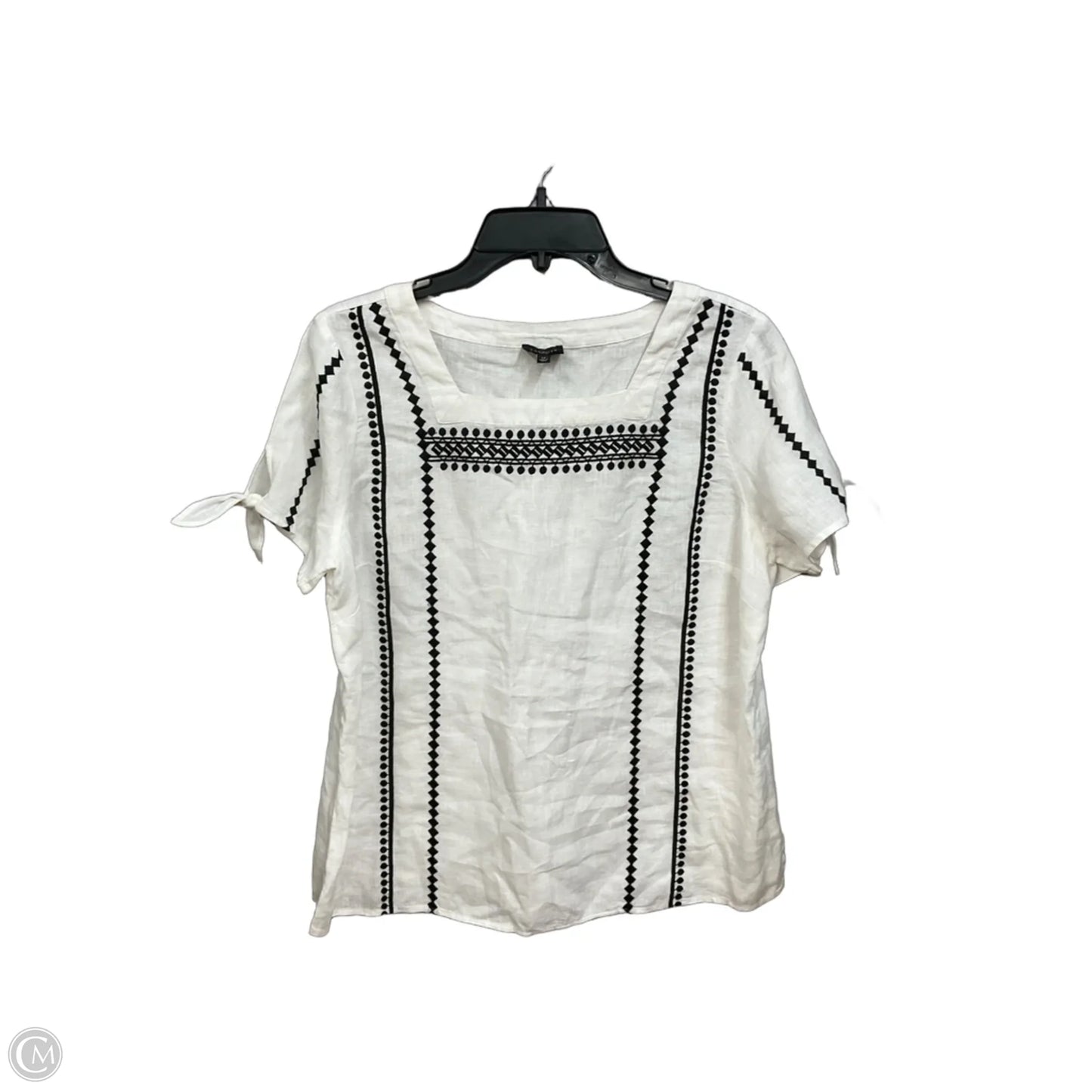 Top Short Sleeve By Talbots In Black & White, Size: Lp