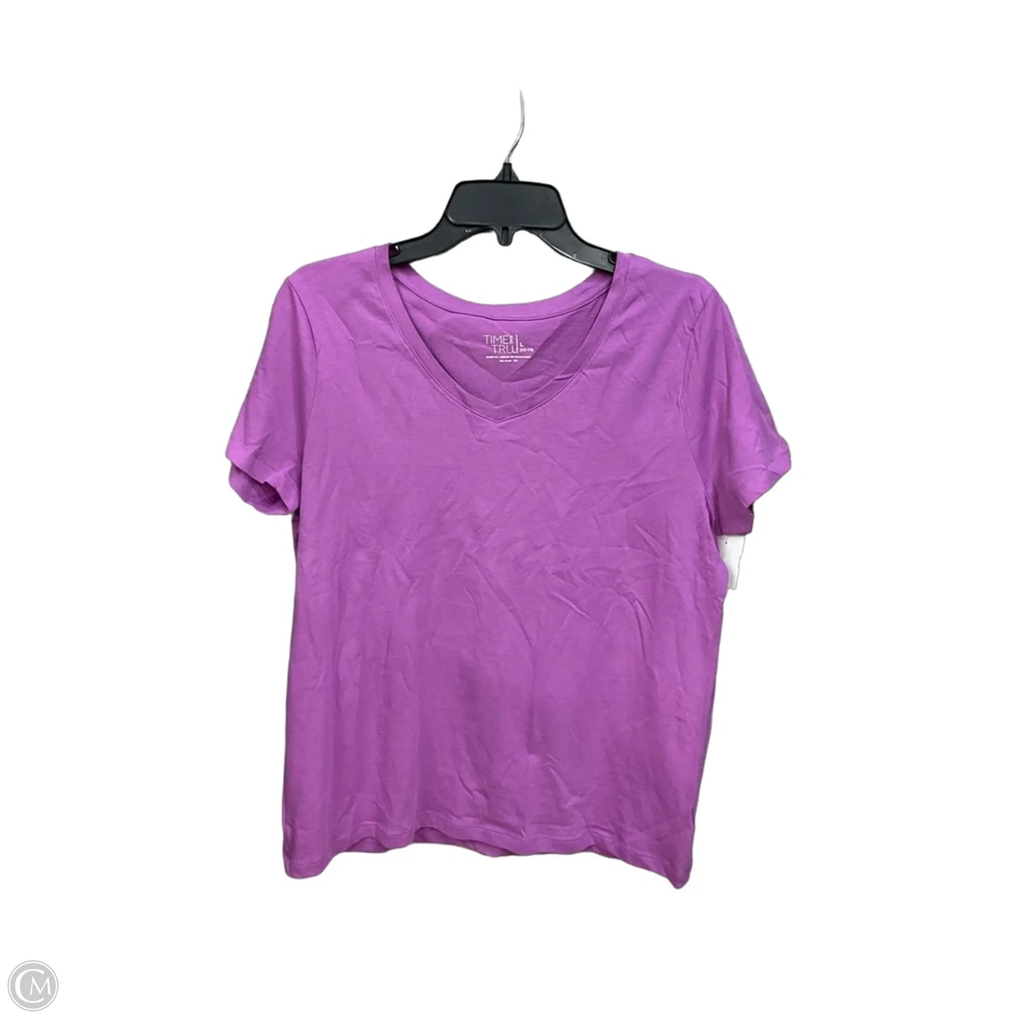 Top Short Sleeve Basic By Time And Tru In Purple, Size: L