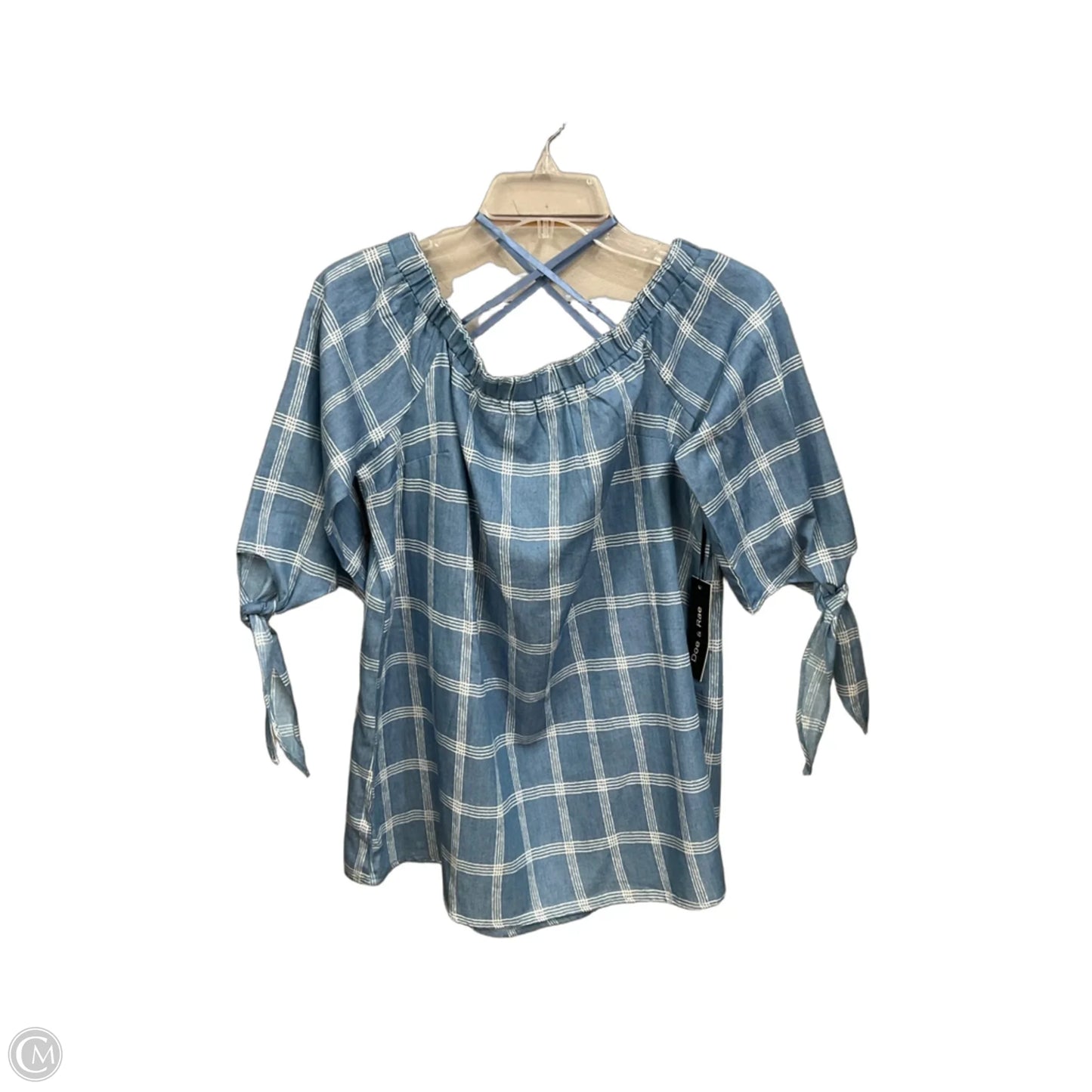 Top 3/4 Sleeve By Doe & Rae In Plaid Pattern, Size: M