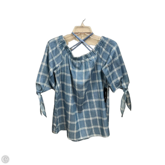 Top 3/4 Sleeve By Doe & Rae In Plaid Pattern, Size: M