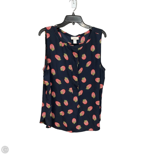 Blouse Sleeveless By Loft In Navy, Size: Xl