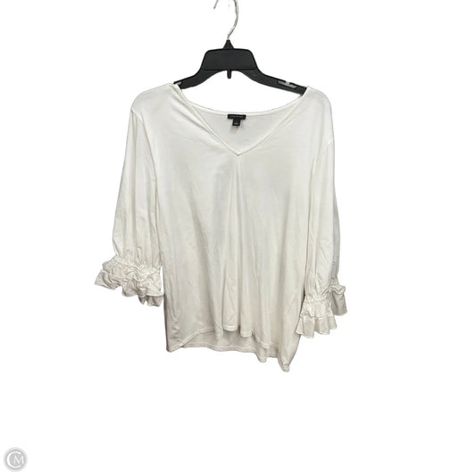 Top Long Sleeve By Loft In White, Size: L