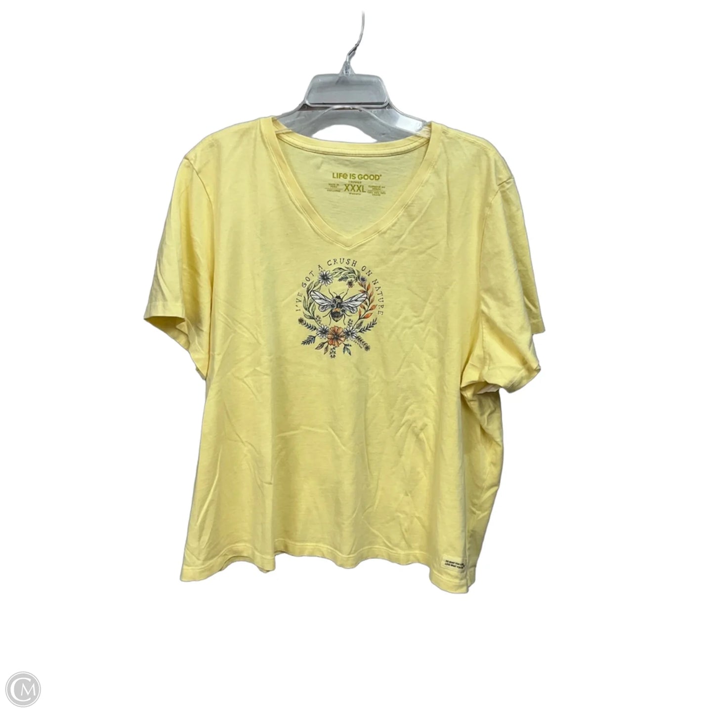 Top Short Sleeve By Life Is Good In Yellow, Size: 3x