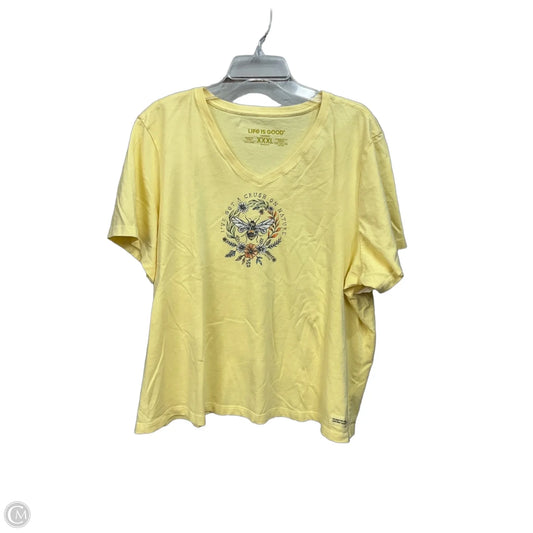 Top Short Sleeve By Life Is Good In Yellow, Size: 3x