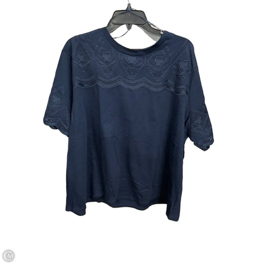 Top Short Sleeve By Ophelia Roe In Navy, Size: 3x