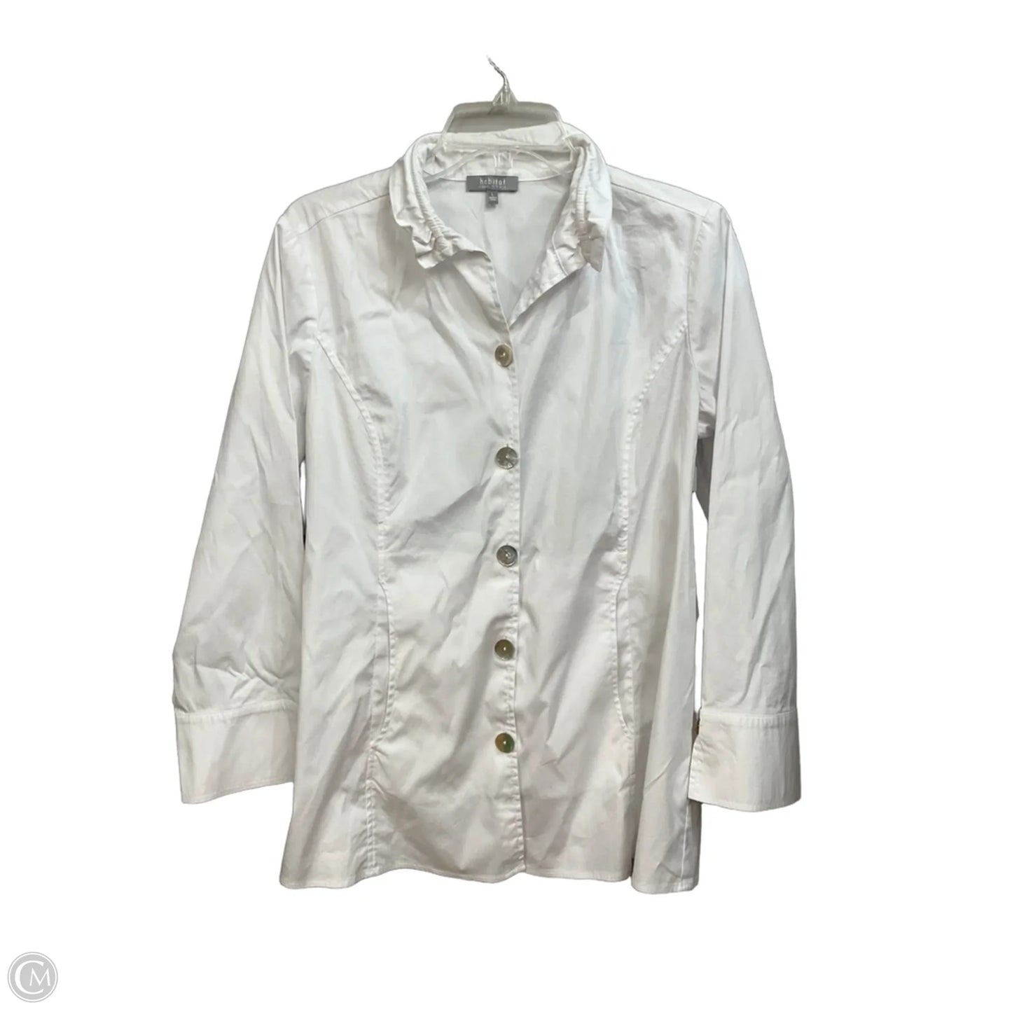 Blouse Long Sleeve By Habitat In White, Size: L