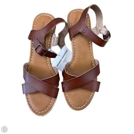 Sandals Heels Wedge By Amazon Essentials In Tan, Size: 8.5