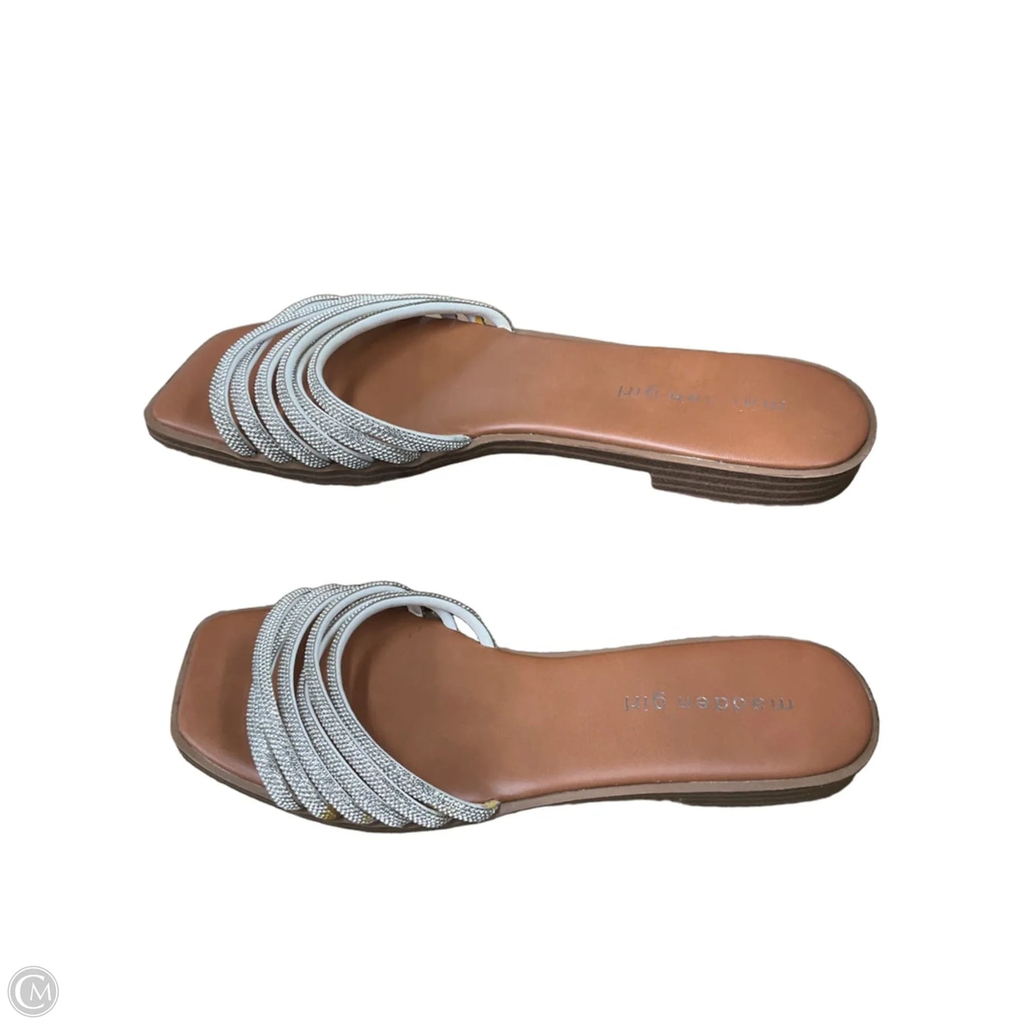 Sandals Flats By Madden Girl In Silver & Tan, Size: 9