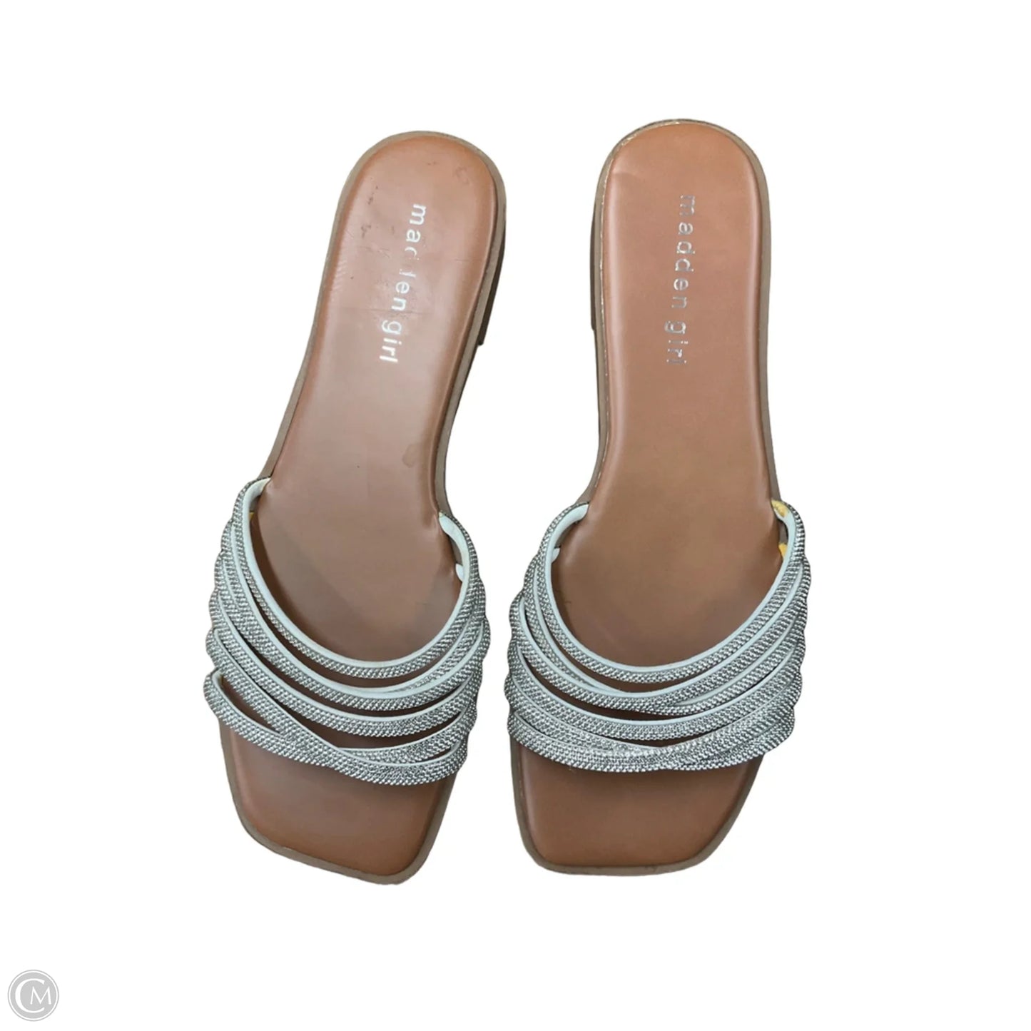 Sandals Flats By Madden Girl In Silver & Tan, Size: 9