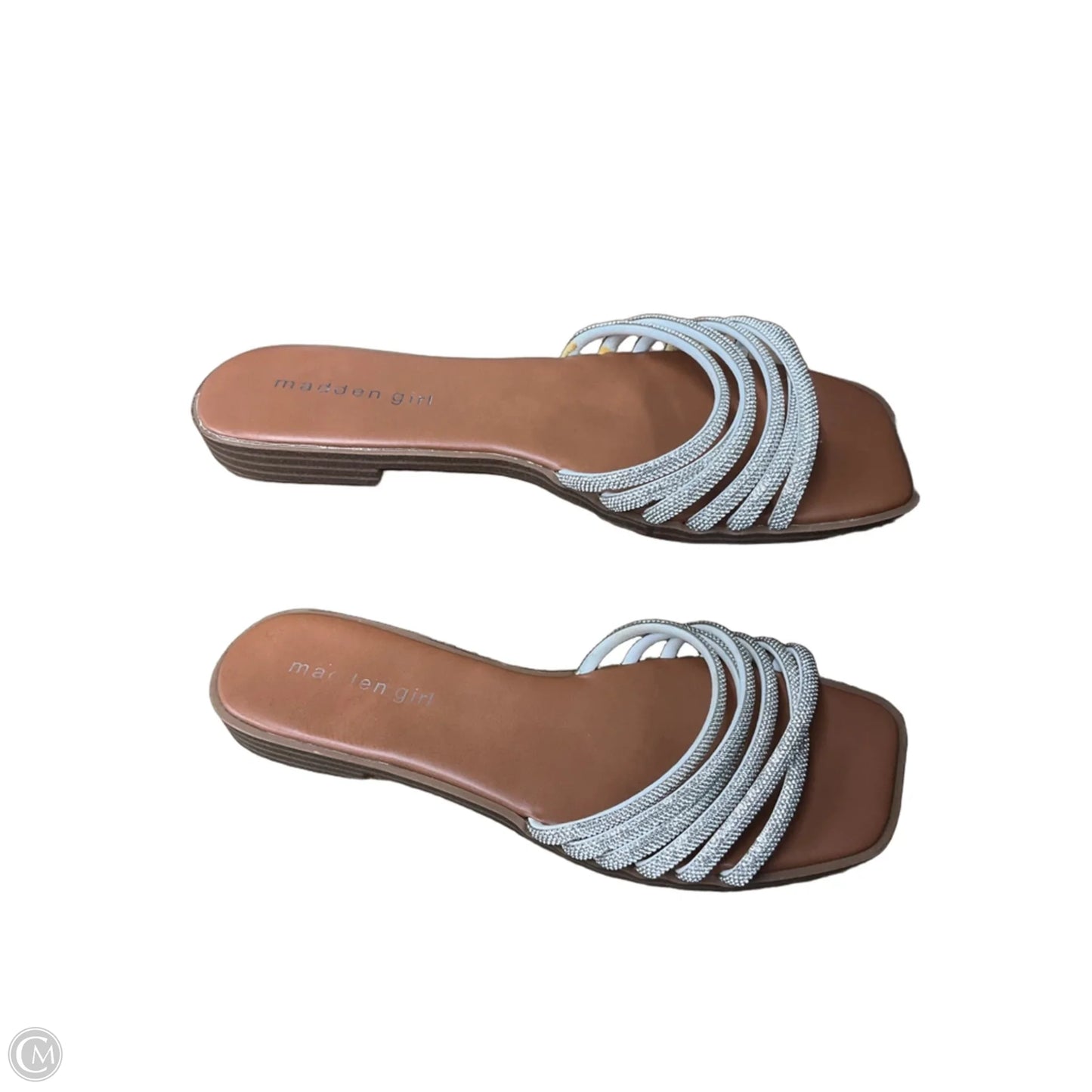 Sandals Flats By Madden Girl In Silver & Tan, Size: 9