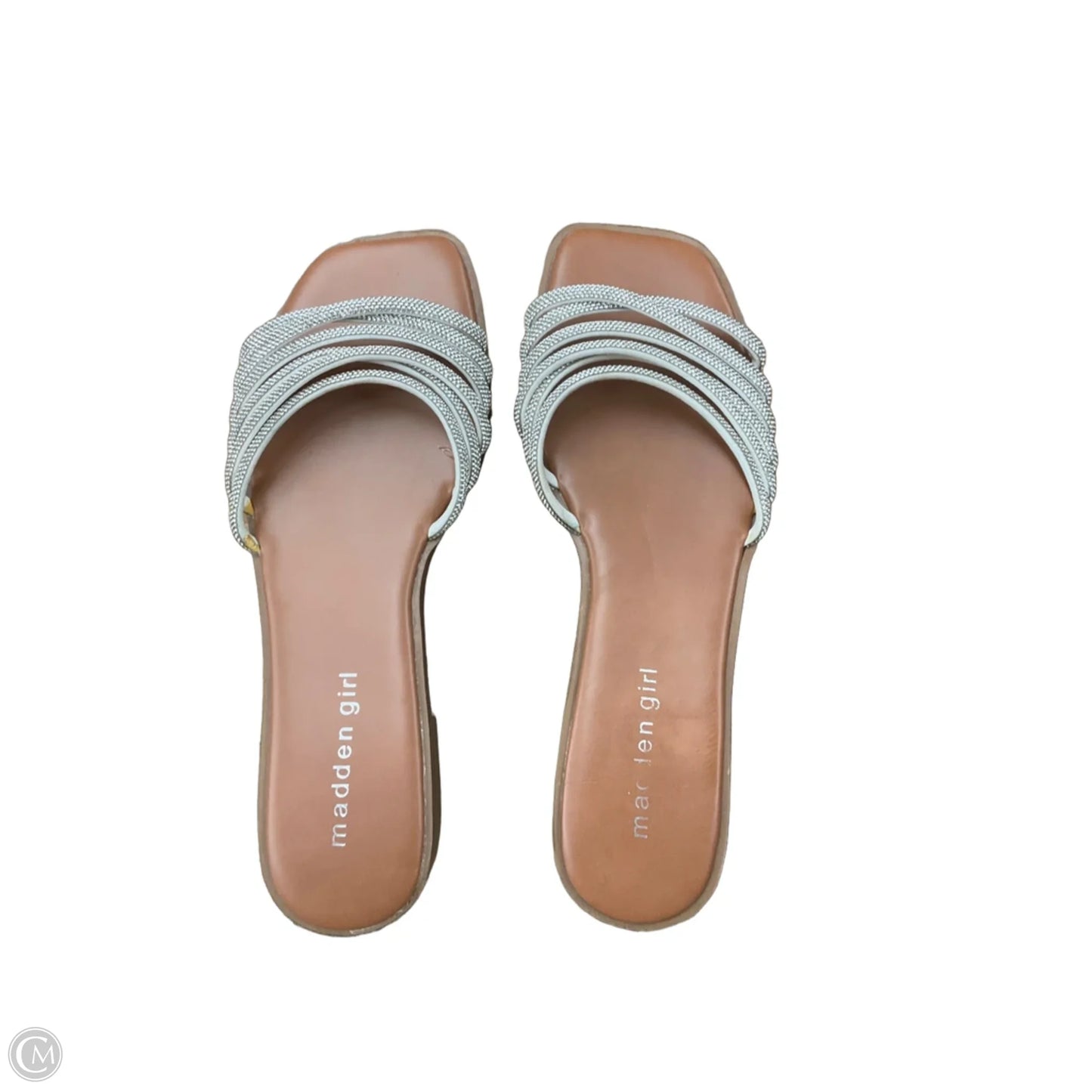 Sandals Flats By Madden Girl In Silver & Tan, Size: 9