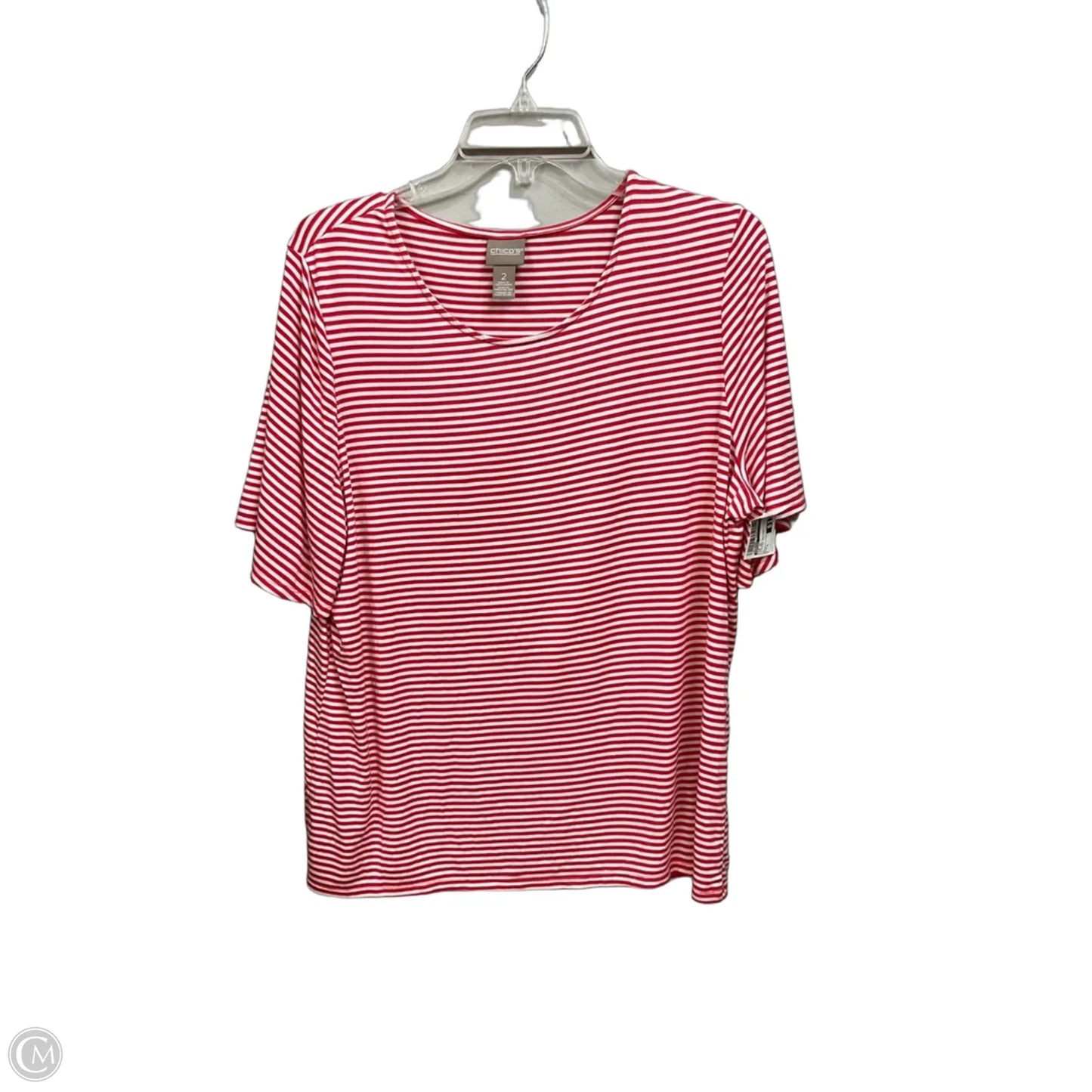 Top Short Sleeve By Chicos In Striped Pattern, Size: L