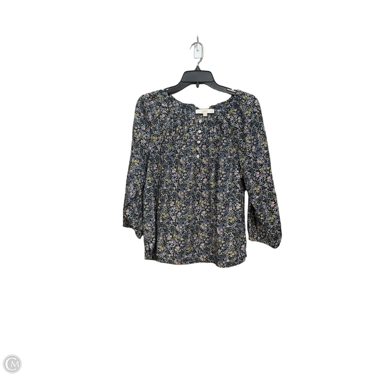Blouse Long Sleeve By Loft In Floral Print, Size: Mp