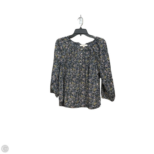 Blouse Long Sleeve By Loft In Floral Print, Size: Mp