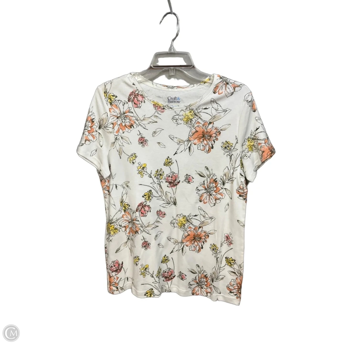 Top Short Sleeve By Croft And Barrow In Floral Print, Size: M