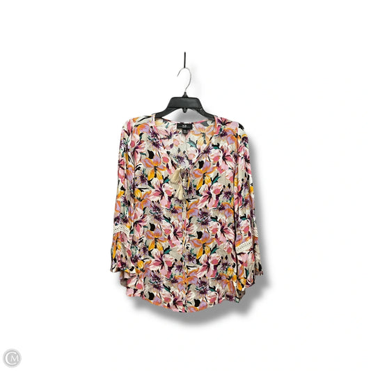 Top Long Sleeve By Agb In Floral Print, Size: Xl