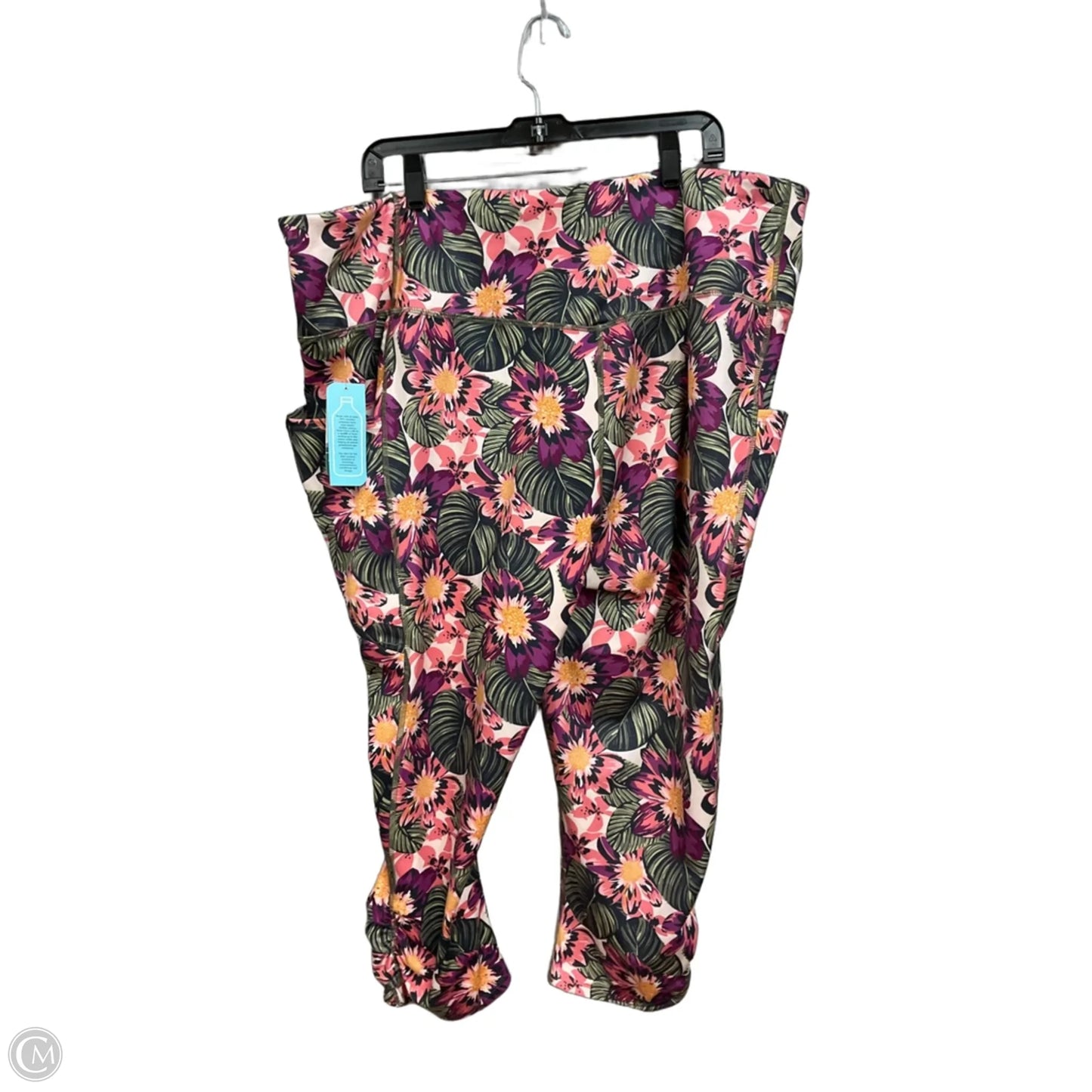 Athletic Pants 2pc By Mta Sport In Floral Print, Size: 3x