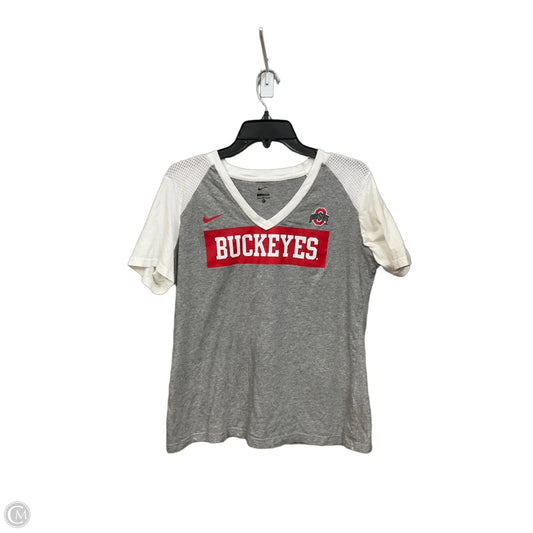 Athletic Top Short Sleeve By Nike Apparel In Grey & Red, Size: Xl
