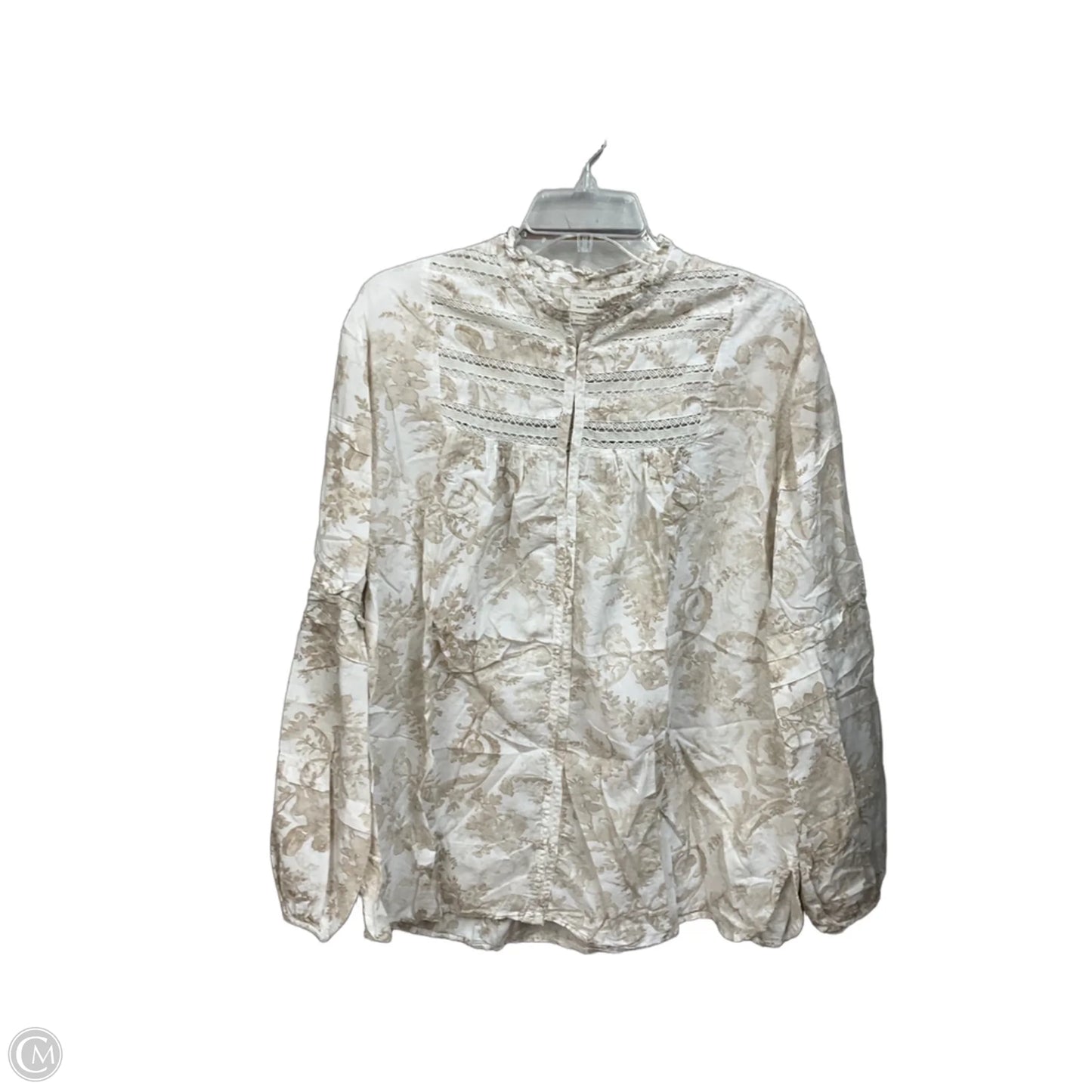 Blouse Long Sleeve By Laura Ashley In Cream, Size: L