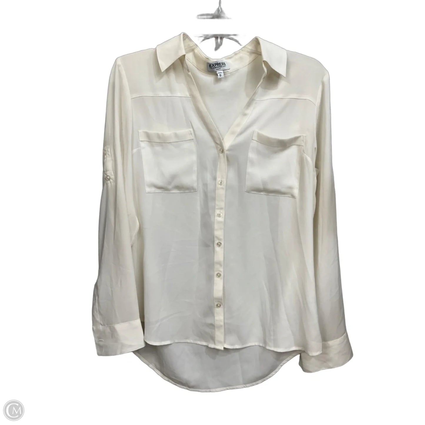 Blouse Long Sleeve By Express In Cream, Size: M