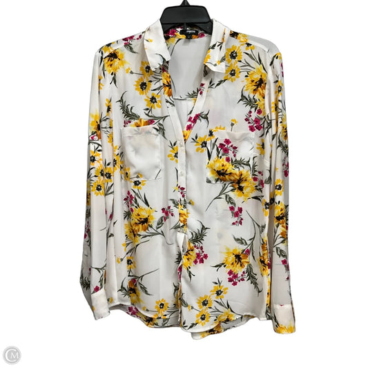 Blouse Long Sleeve By Express In Floral Print, Size: L
