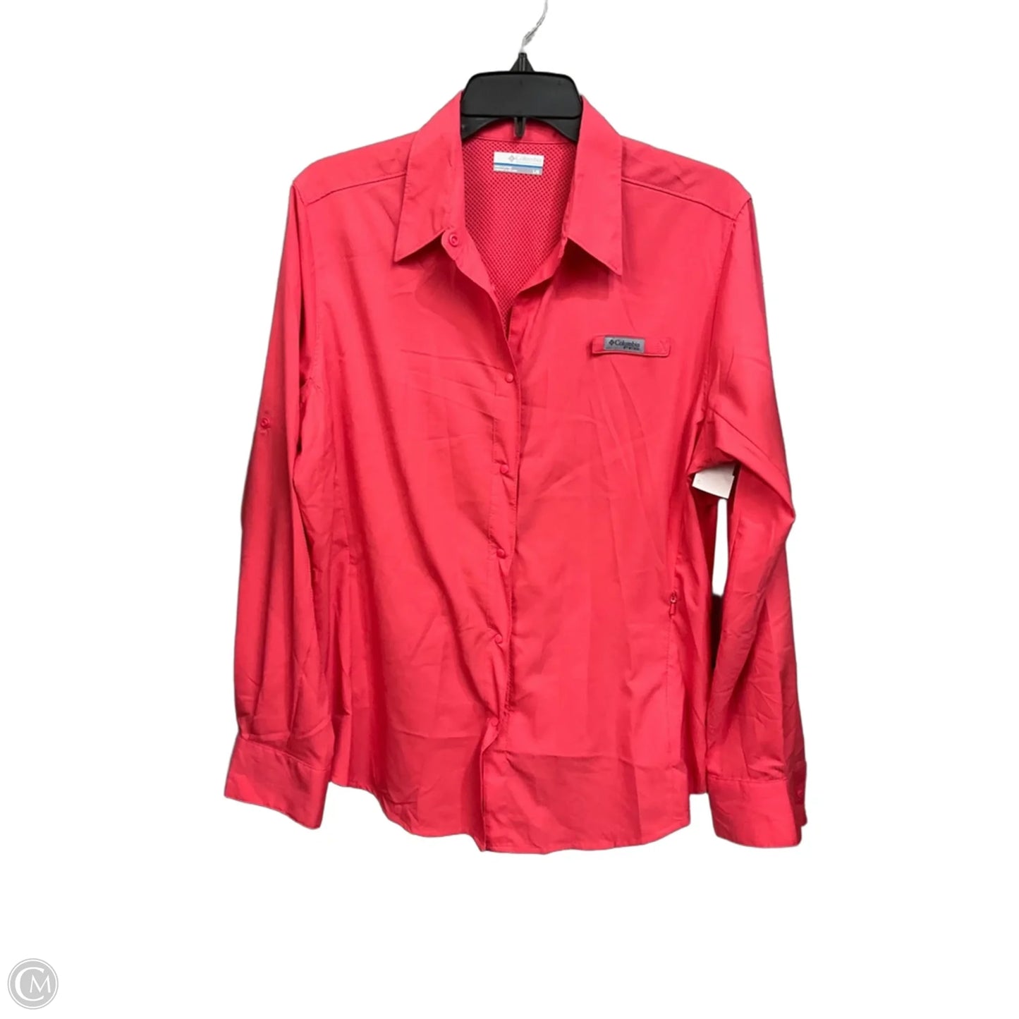 Athletic Top Long Sleeve Collar By Columbia In Coral, Size: L
