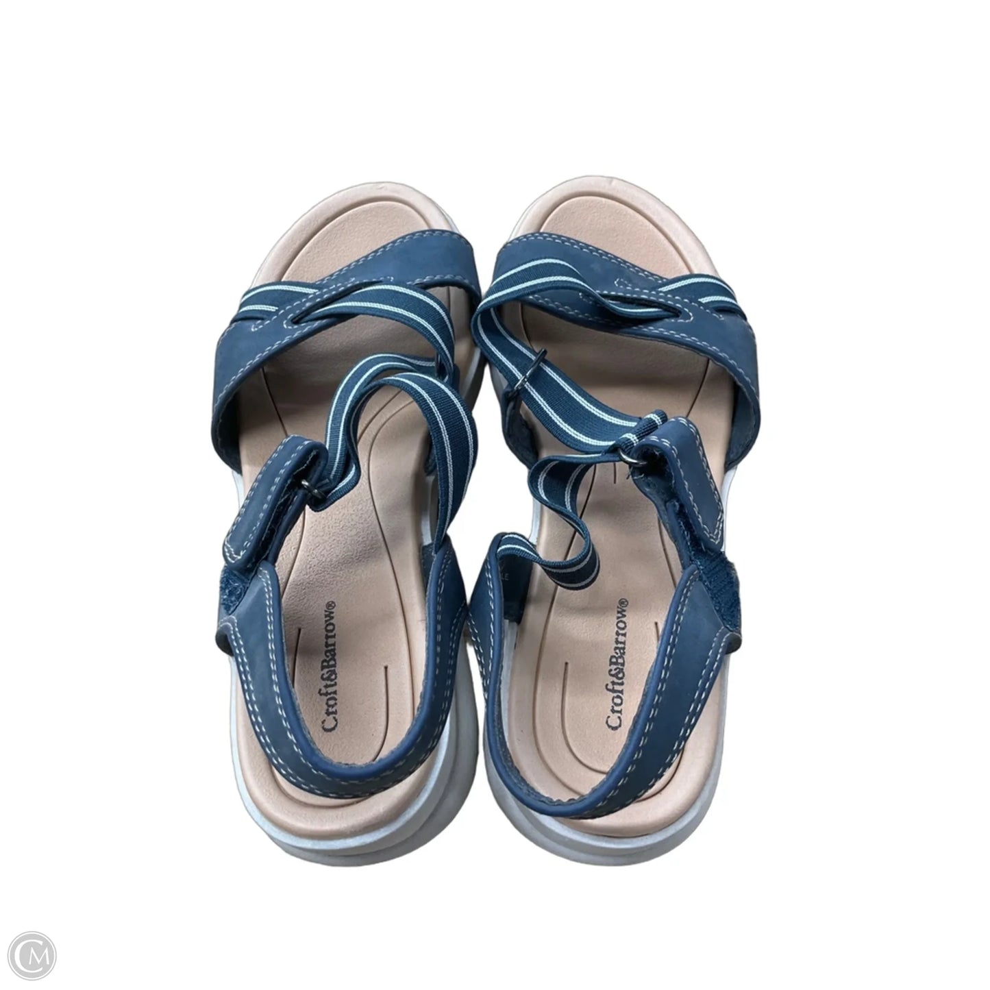 Sandals Flats By Croft And Barrow In Blue & Tan, Size: 6