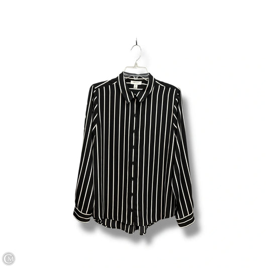 Blouse Long Sleeve By Cmc In Striped Pattern, Size: M