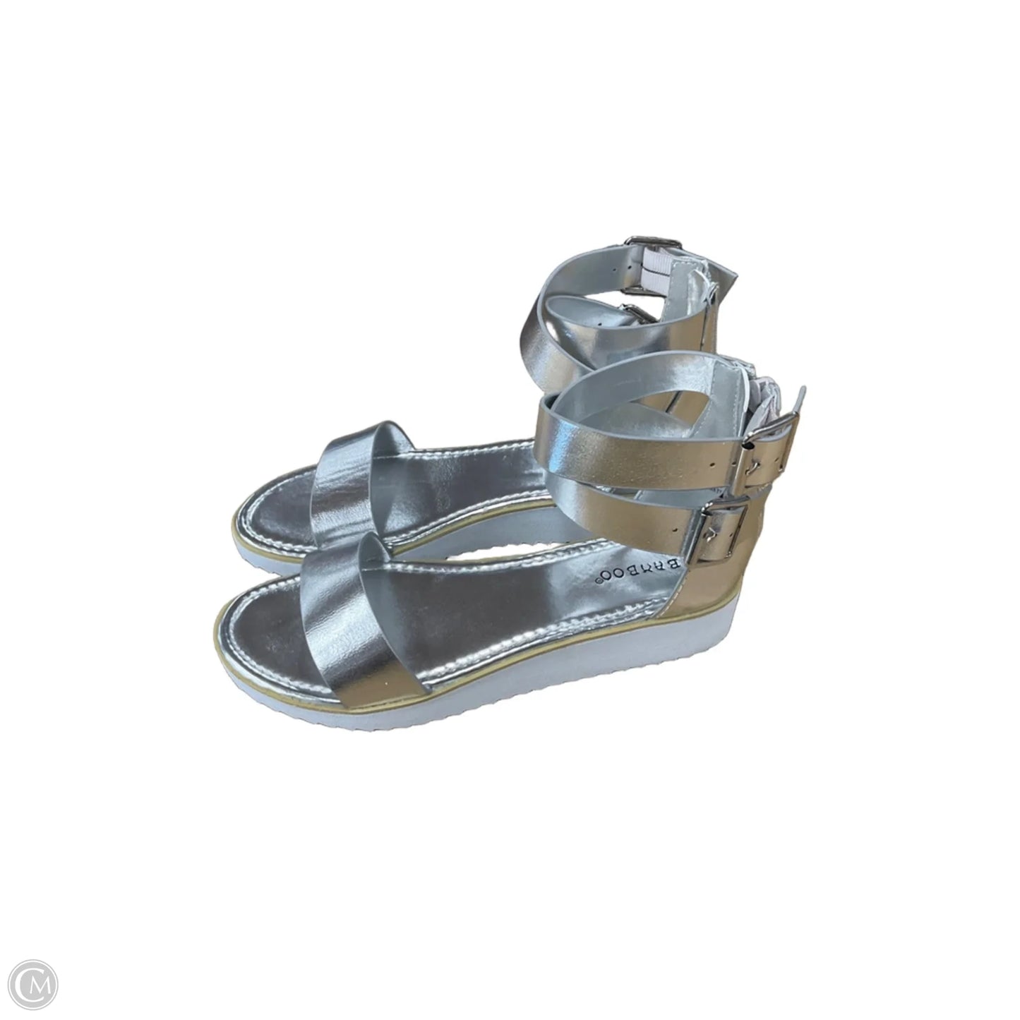 Sandals Flats By Bamboo In Silver, Size: 7