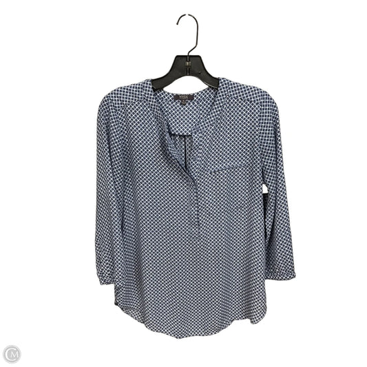 Blouse 3/4 Sleeve By Not Your Daughters Jeans In Blue & White, Size: S