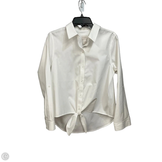 Blouse Long Sleeve By Chicos In White, Size: M