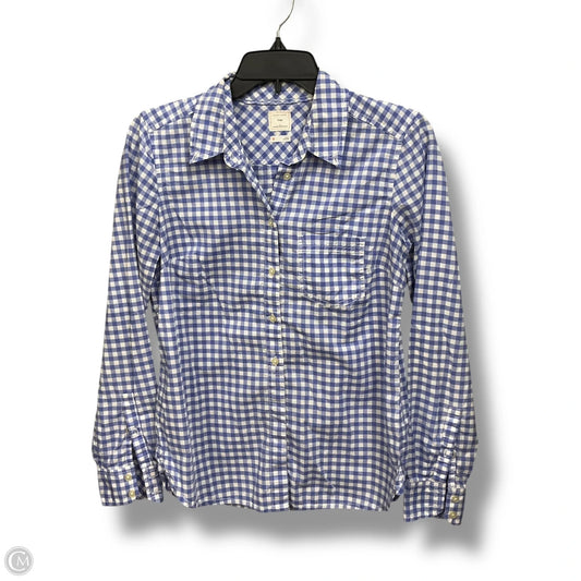 Blouse Long Sleeve By Gap In Plaid Pattern, Size: Xs