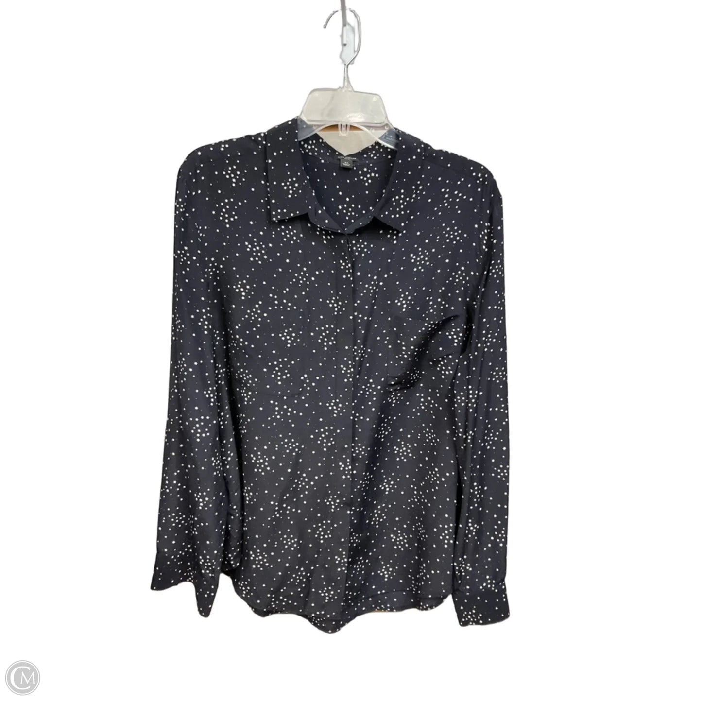 Blouse Long Sleeve By Ann Taylor In Navy, Size: Xl