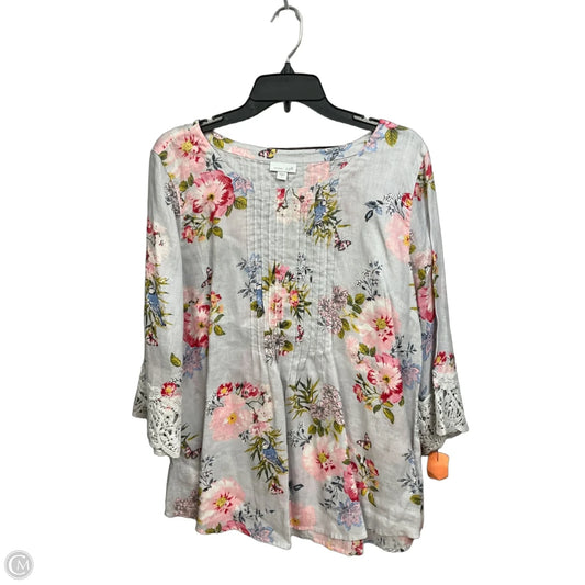 Top Long Sleeve By J. Jill In Floral Print, Size: L