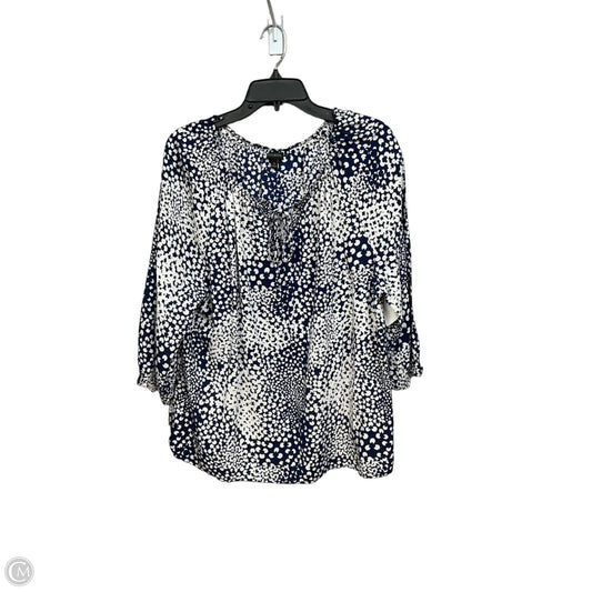 Top Long Sleeve By Talbots In Blue & White, Size: Xl