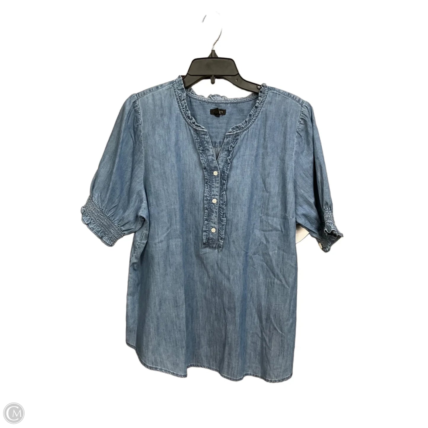 Top Short Sleeve By Talbots In Blue Denim, Size: Xl