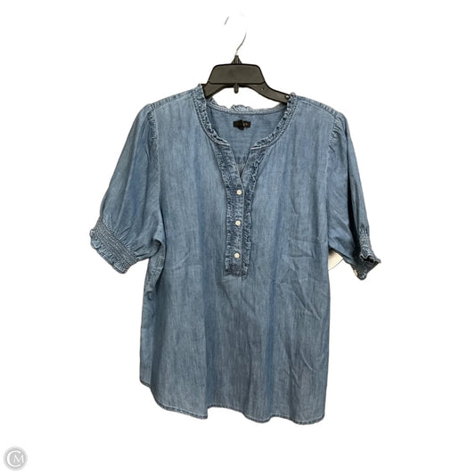 Top Short Sleeve By Talbots In Blue Denim, Size: Xl