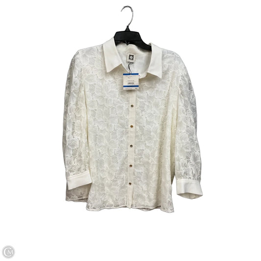 Blouse Long Sleeve By Anne Klein In Cream, Size: Xl