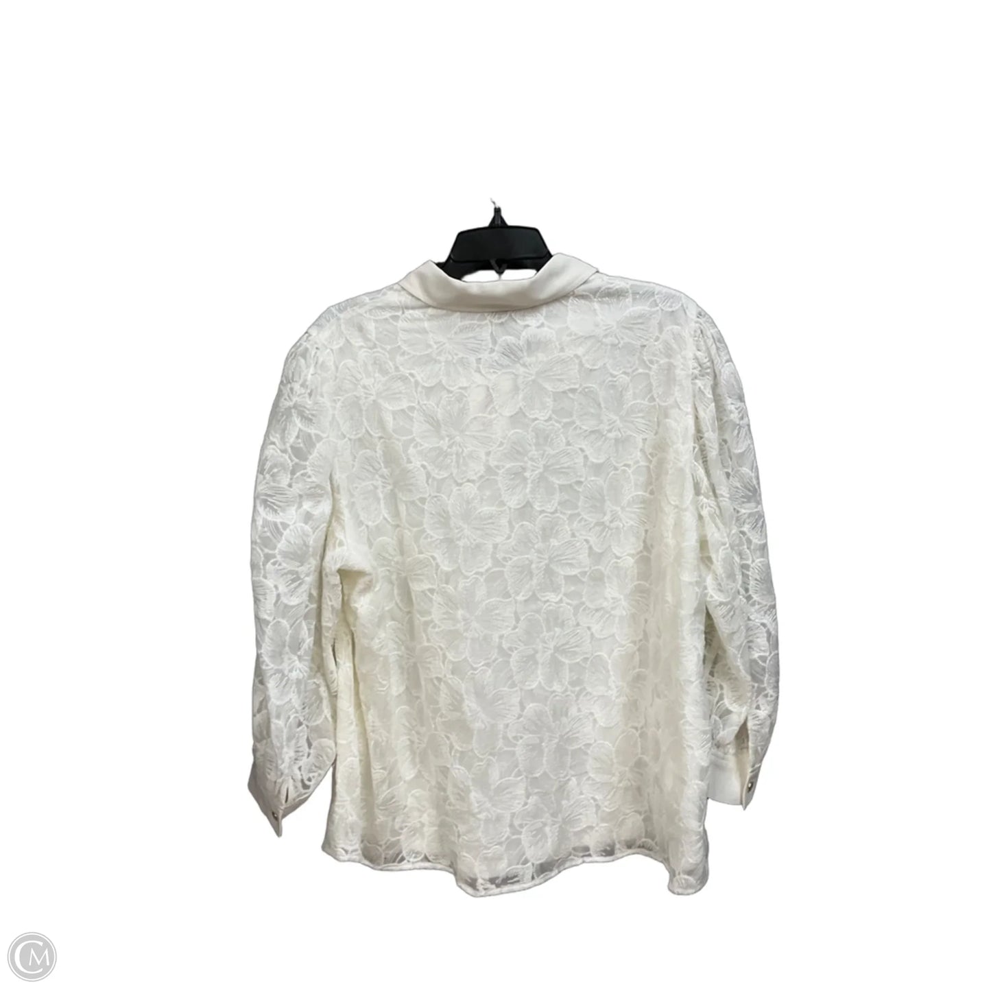 Blouse Long Sleeve By Anne Klein In Cream, Size: Xl
