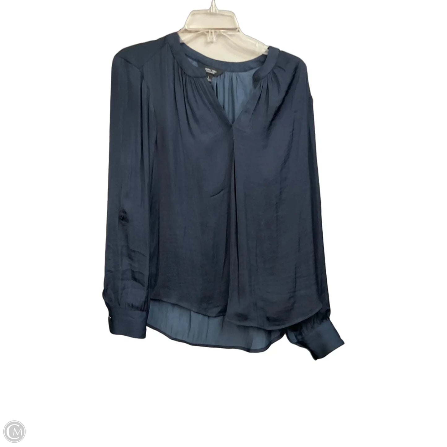 Blouse Long Sleeve By Simply Vera In Navy, Size: L