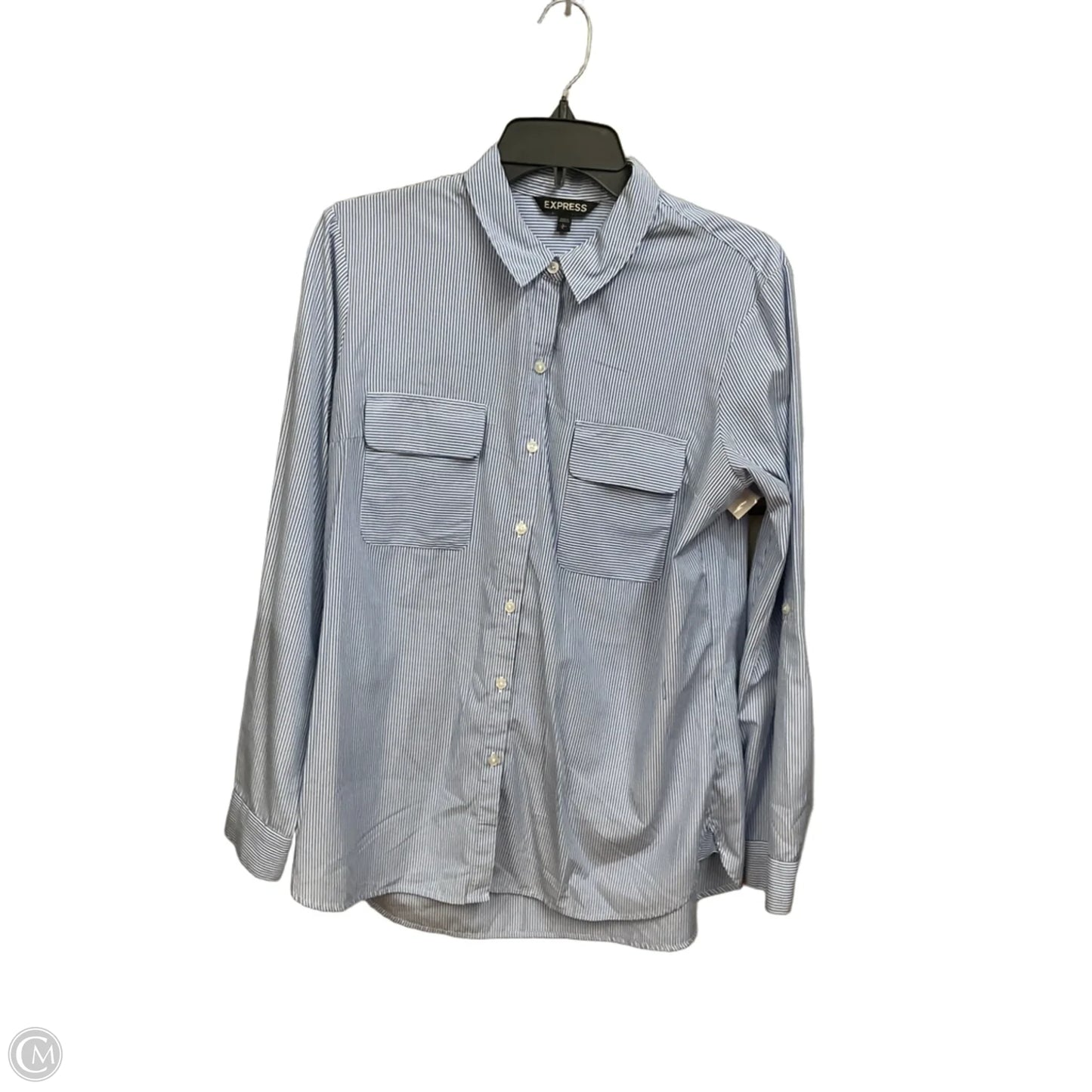 Blouse Long Sleeve By Express In Striped Pattern, Size: L