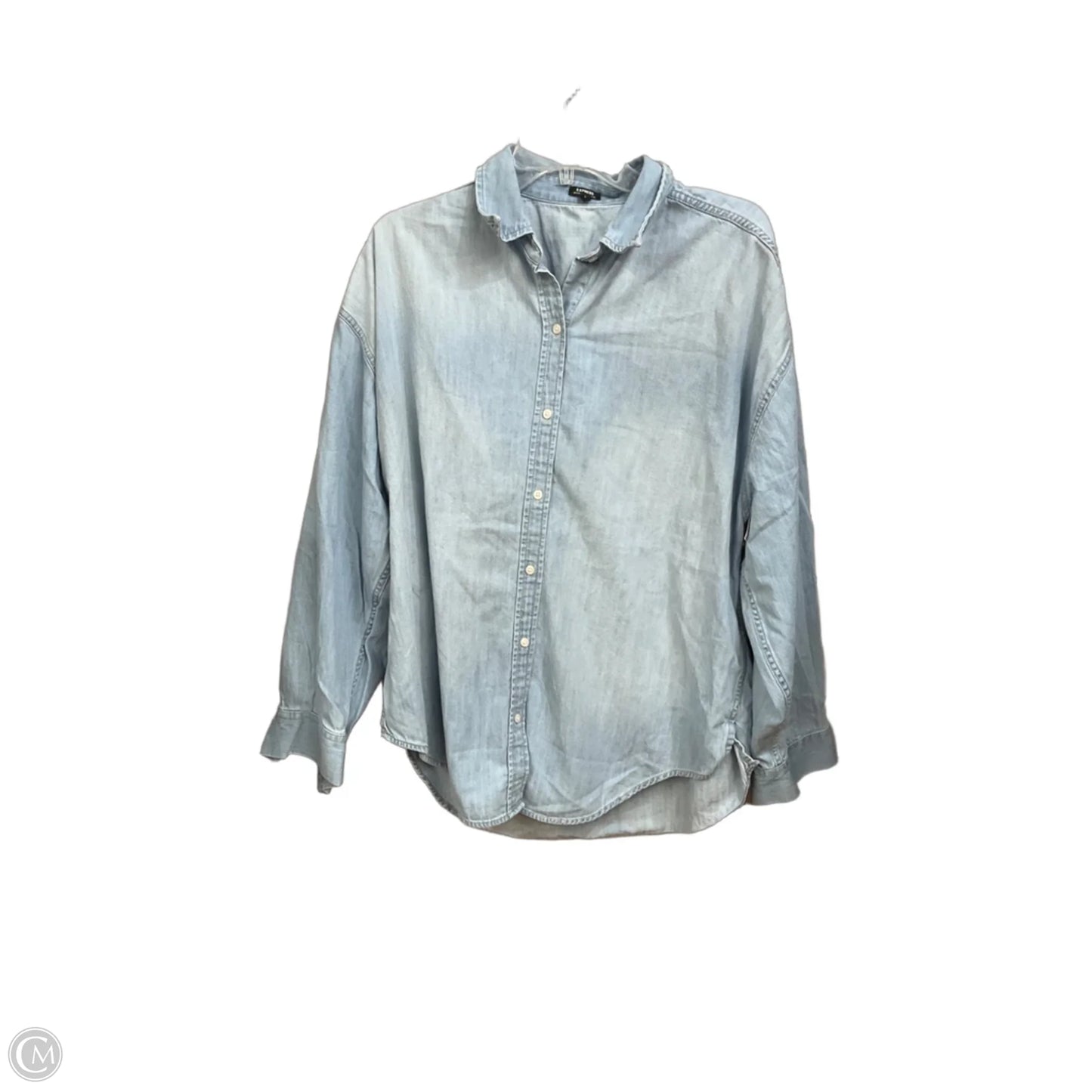 Blouse Long Sleeve By Express In Blue Denim, Size: L